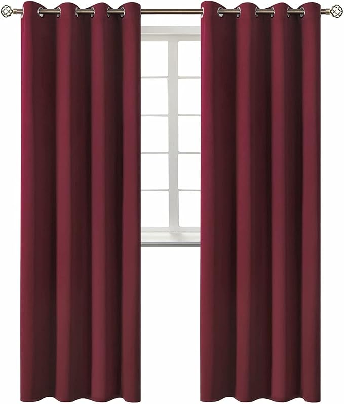 BGment Blackout Curtains for Living Room - Grommet Thermal Insulated Room Darkening Curtains for Bedroom, 2 Panels of 52 x 95 Inch, Burgundy