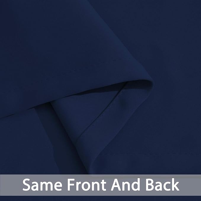 Yakamok 36 Inch Blackout Curtains for Kitchen, Sunlight Block Energy Saving Drapes for Bedroom Bathroom Room Darkening Window Treatment Panels, Navy Blue, 52Wx36L, 2 Panels