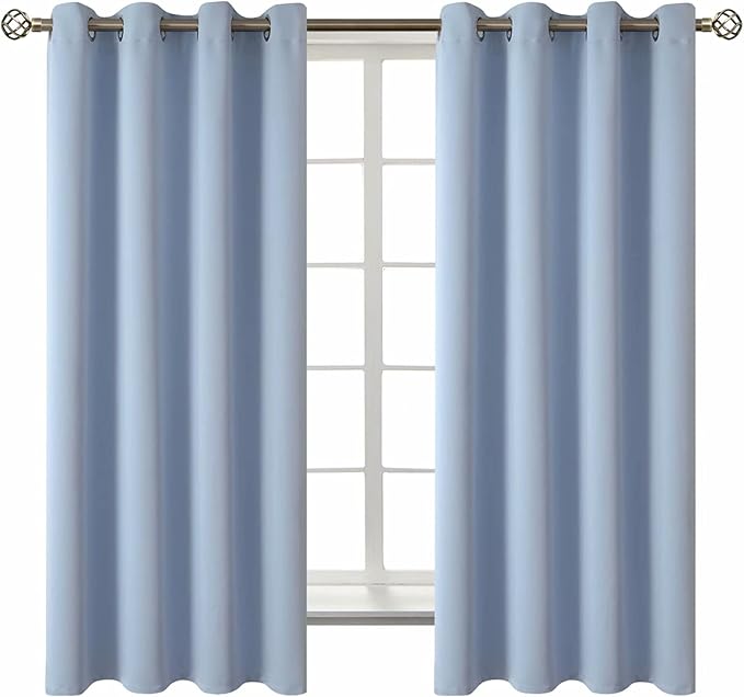 BGment Blackout Curtains for Living Room - Grommet Thermal Insulated Room Darkening Curtains for Bedroom, 2 Panels of 52 x 63 Inch, Spa Blue