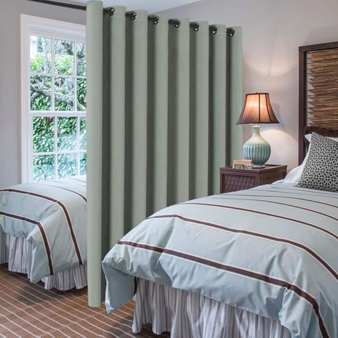 H.VERSAILTEX Blackout Patio Curtains 100 x 108 Inches for Sliding Door Extral Wide Blackout Curtain Panels Thermal Insulated Room Divider - Grommet Top, 9' Tall by 8.5' Wide - Light Sage