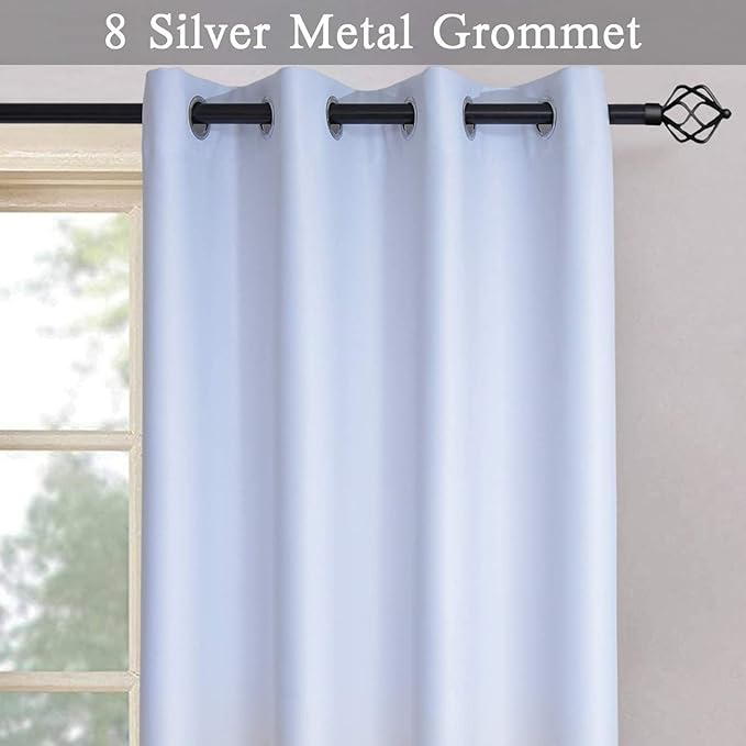 SimpleHome Ombre Curtains 52 x 63 Inch for Bedroom 2 Panels, Gradient Grey White to Black Light Blocking Thermal Insulated Grommet Room Darkening Window Curtain/Drapes for Living Room