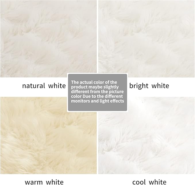 Fluffy Area Rug, White Faux Fur Rug for Bedroom 3'x5' Soft Shag Fuzzy Rugs for Living Room, Furry Bedside Nursery Rug Plush Indoor Floor Carpet for Kids Room Teen Dorm