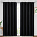 Yakamok 84 Inch Length 100% Blackout Curtains for Bedroom, Light Blocking Drapes Room Darkening Thermal Insulated Solid Grommet Panels for Living Room(70Wx84L, Black, 2 Panels)