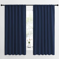 NICETOWN Blackout Curtains for Bedroom, Blackout Draperies, Home Decorations Thermal Insulated Solid Rod Pocket Blackout Drapes for Cafe (Navy, One Pair, 62 x 63-inch)