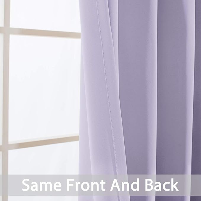 Yakamok Lilac Room Darkening Thermal Insulated with Grommet Blackout Curtains for Bedroom, 52Wx108L inch,2 Panels