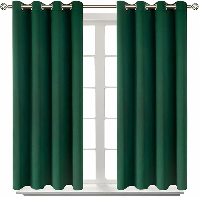 BGment Blackout Curtains - Grommet Thermal Insulated Room Darkening Bedroom and Living Room Curtain, Set of 2 Panels (52 x 45 Inch, Emerald)
