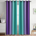 Yakamok Ombre Teal and Purple Curtains for Bedroom, Gradient Room Darkening Curtains 84 inches long,Grommet Thermal Insulated Light Blocking Window Drapes/Curtain for Living Room,52 x 84 Inch,2 Panels