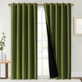 NICETOWN Full Shade Curtain Panels, Olive Green, 70 x 84 inch, Pair of Energy Smart & Noise Blocking Out Blackout Drapes for Dining Room Window, Thermal Insulated Guest Room Lined Window Dressing