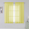 Simplebrand Rod Pocket Top Solid Voile Sheer Curtains for Bedroom, 54 Inch Length Drapes Set of 2, Lightweight and Light Filtering Elegant Lemon Curtains Panels Window Treatment, 42W×54L, Lemon
