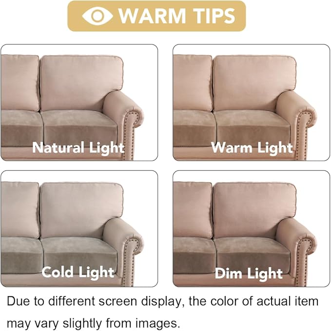 H.VERSAILTEX Velvet Stretch Couch Cushion Cover Plush Cushion Slipcover for Chair Loveseat Sofa Cushion Furniture Protector Seat Cushion Sofa Cover (2 Piece Large Sofa Cushion Covers, Taupe)