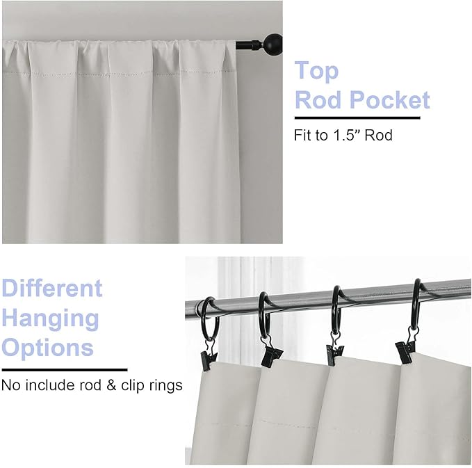 Simplebrand Ava Natural Short 36 Inches Blackout Curtain 2 Panels Set, Half Window Rod Pocket Privacy Curtain Tiers for Kitchen, Curtains Blackout for Bathroom Shades, W40 x L36 Inch, Natural