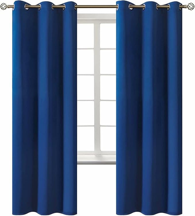 BGment Blackout Curtains for Bedroom - Grommet Thermal Insulated Room Darkening Curtains for Living Room, 42 x 72 Inch, 2 Panels, Royal Blue