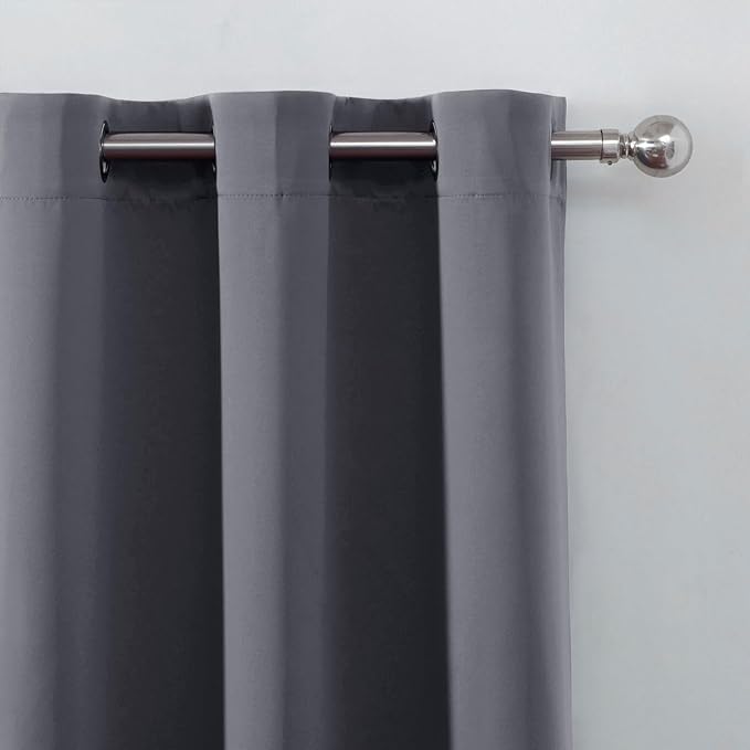 LEMOMO Blackout Curtains 66 x 54 Inch Long Grey Curtains Set of 2 Panels Room Darkening Curtains for Bedroom and Living Room