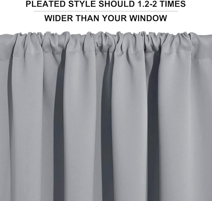 RYB HOME Cafe Blackout Curtains 24 inch Length, RV Curtains for Camper Windows, Mini Short Small Insulating Light UV Blocking Privacy Half Window Tiers, Width 42 by Length 24, Silver Grey, 2 Panels