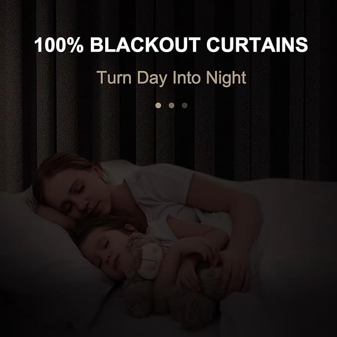 100% Blackout Shield Linen Blackout Curtains for Bedroom 102 Inches Long, Back Tab/Rod Pocket Living Room Drapes, Thermal Insulated Blackout Curtains 2 Panels Set, 50" W x 102" L, Darkgray