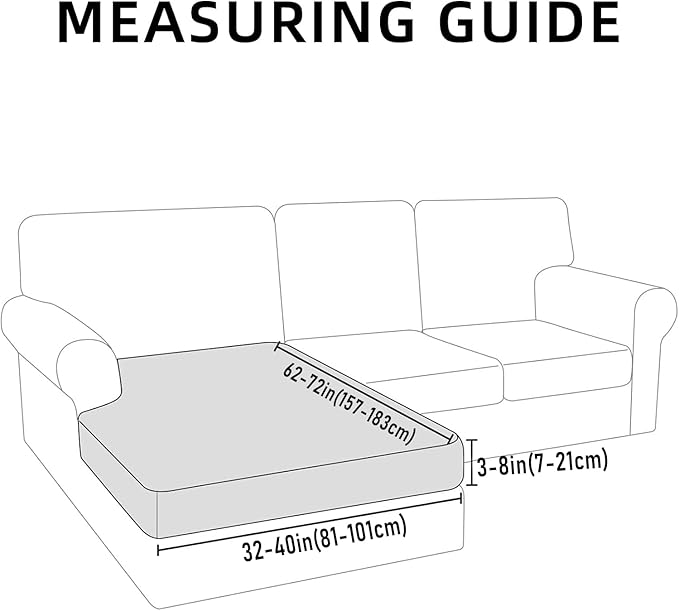 hyha Waterproof Sectional Couch Covers, Non Slip Sofa Couch Cushion Covers L Shape, Thick Stretch Jacquard Fabric, Washable Sofa Slipcovers with Elastic Bottom (1 Piece for Chaise XL, Lake Blue)