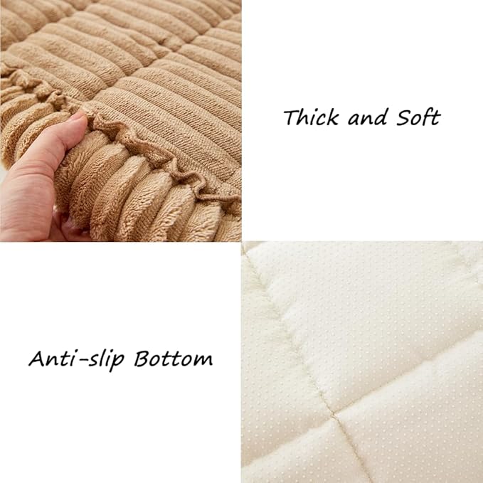 Couch Cover for Dogs Washable, Fuzzy Pet Couch Covers for 3 Cushion Sofa Pet Friendly, Non Slip Sofa Cover (Light Brown, 35" x 82.7"/90 x 210cm)