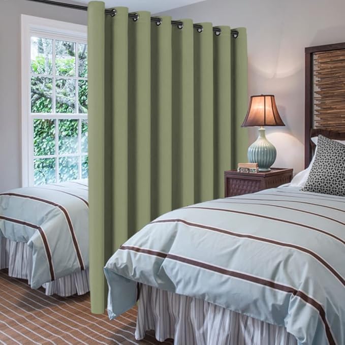 H.VERSAILTEX Blackout Patio Curtains 100 x 84 Inches for Sliding Door Extral Wide Blackout Curtain Panels Thermal Insulated Room Divider - Grommet Top, 7' Tall by 8.5' Wide - Sage