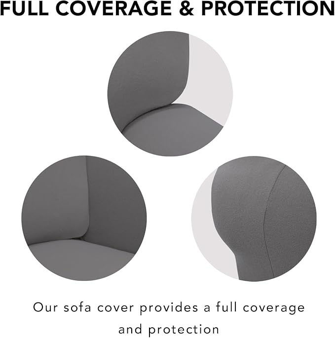 PureFit Super Stretch Sofa Slipcover – Spandex Non Slip Soft Couch Sofa Cover, Washable Furniture Protector with Non Skid Foam and Elastic Bottom for Kids, Pets (Oversized Loveseat, Light Gray)