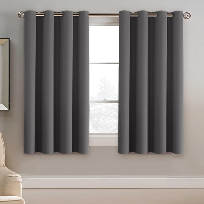 H.VERSAILTEX Blackout Curtain for Living Room Thermal Insulated Window Treatment Curtain 54 inch Length Energy Saving Solid Grommet Top Blackout Drape, One Panel, Charcoal Gray, 52" W x 54" L