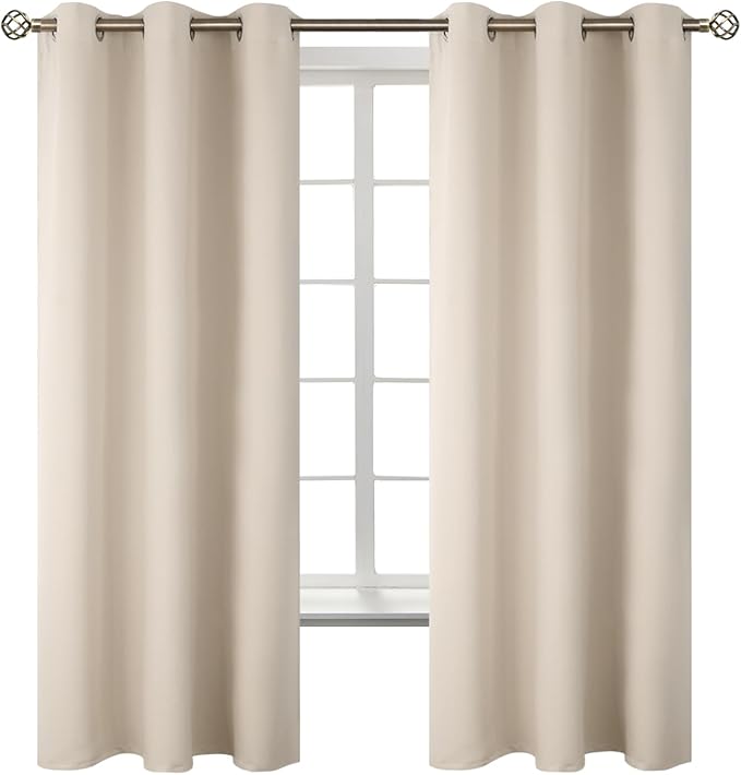 BGment Blackout Curtains - Grommet Thermal Insulated Room Darkening Bedroom and Living Room Curtains, Set of 2 Panels (38 x 63 Inch, Champagne)