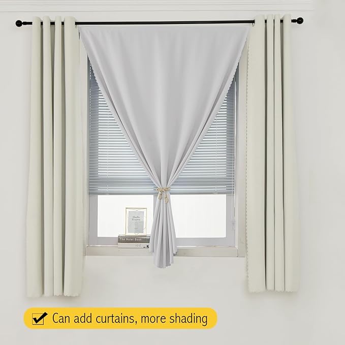 Blackout Curtains for Bedroom Sticky Curtain Blackout Window Cover Self Adhesive Curtains Rod No Drillng, 59" W X 96" L, Light Grey, 1 Panel