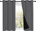 NICETOWN Grey 100% Blackout Room Warming Curtains 45 inches Long, Thermal Insulated Full Blackout 2-Layer Lined Curtains, Energy Efficiency Window Draperies for Dining Room (2 Panels, 42-inch W)