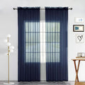 SpaceDresser Sheer Voile Window Treatment Rod Pocket Curtain Panels for Kitchen Bedroom Living Room Drapes Sunlight Filtering Privacy Semi Home Decor Assorted Colors Sizes (Navy, 52 W x 108 L)