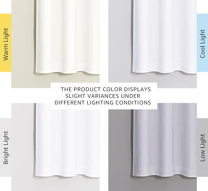 NICETOWN Pure White 100% Blackout Lined Curtains, 2 Thick Layers Narrow Wide Window Treatment Panels Thermal Insulated Drapes for Kitchen Small Window (1 Pair, 37" Width x 63" Length Each Panel)