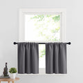 RYB HOME Cafe Blackout Curtains 24 inch Length, RV Curtains for Camper Windows, Mini Short Small Insulating Light UV Heat Blocking Privacy Half Window Tiers, Width 29 by Length 24, Grey, 2 Panels