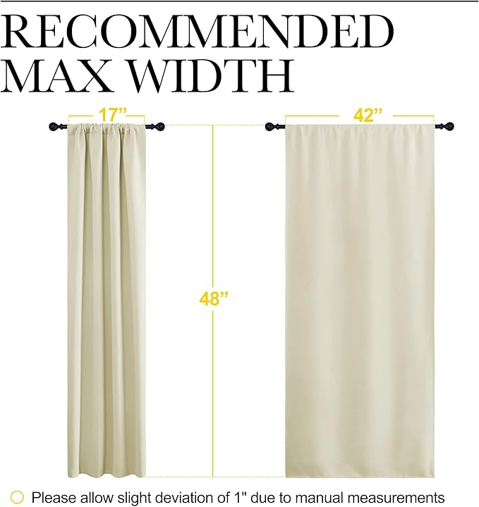 NICETOWN Blackout Curtains for Bedroom, Home Decorations Thermal Insulated Solid Rod Pocket Blackout Drapes for Cafe (Beige, One Pair, 42 x 48-inch)