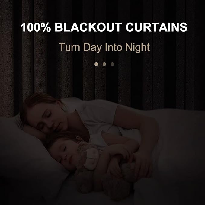 100% Blackout Shield Linen Blackout Curtains for Bedroom 108 Inches Long, Back Tab/Rod Pocket Living Room Drapes, Thermal Insulated Blackout Curtains 2 Panels Set, 50" W x 108" L, Oatmeal