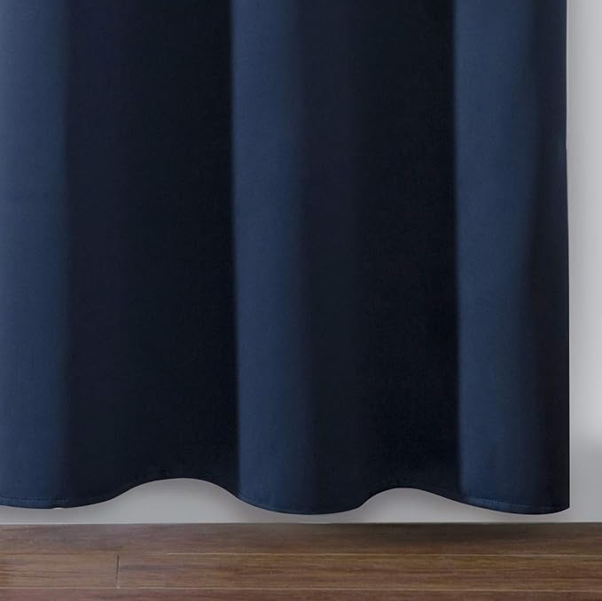 LEMOMO Navy Blue Thermal Blackout Curtains/42 x 95 Inch/Set of 2 Panels Room Darkening Curtains for Bedroom