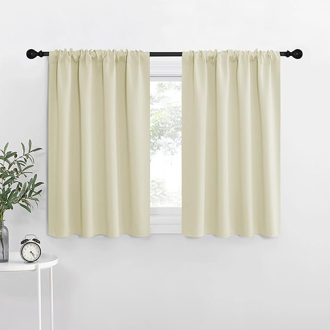 NICETOWN RV Blackout Curtains for Camper Windows, Beige, 29" Wide by 40" Long, 2 PCs, Short Blackout Curtains & Drapes, Thermal Insulated Blackout Curtain Panels for Kids Room, Play Room