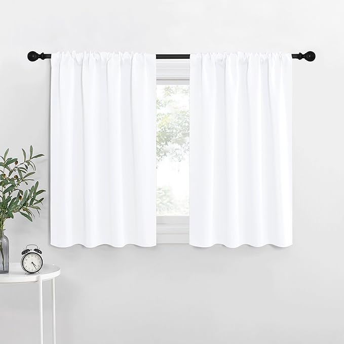 NICETOWN RV Curtains for Camper & Kitchen Windows, Light Filtering Curtains & Drapes for Small Windows (34" Wide x 36" Long, White, 1 Pair)
