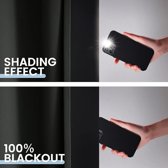 SimpleHome Black Ombre 100% Blackout Curtains for Bedroom 54 Inches Long, Room Darkening Thermal Insulated Grommet Curtains for Living Room, 2 Panels, 52x54 inches Length