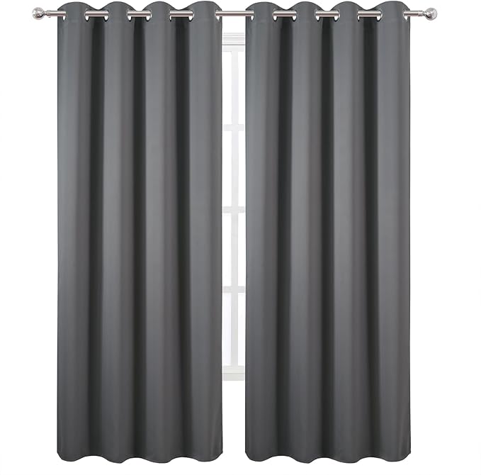 LEMOMO Blackout Curtains 52 x 90 Inch Long Frost Grey Curtains Set of 2 Panels Room Darkening Curtains for Bedroom and Living Room