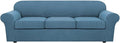 H.VERSAILTEX 4 Piece Stretch Sofa Covers for 3 Cushion Couch Covers for Living Room Furniture Slipcovers (Base Cover Plus 3 Seat Cushion Covers) Thicker Jacquard Fabric (Large Sofa, Dusty Blue)