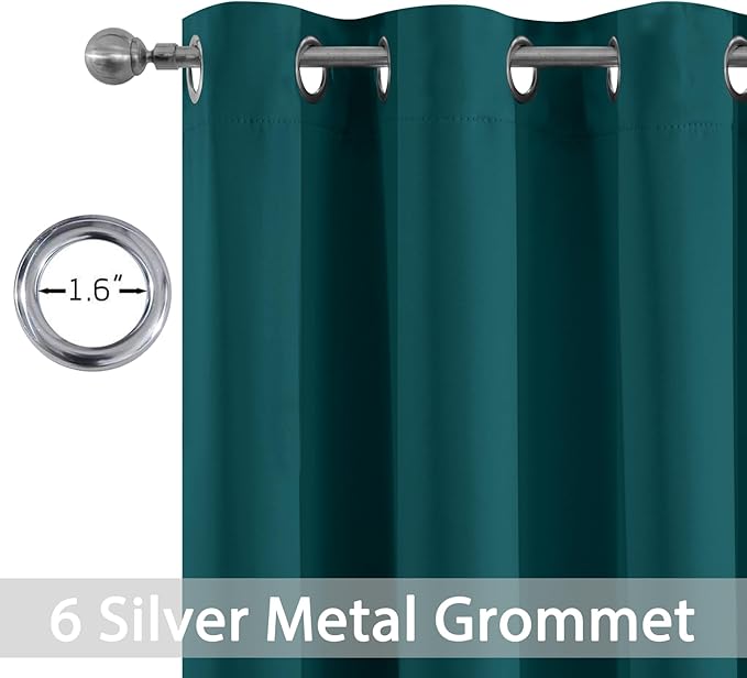 Yakamok Blackout Curtains for Bedroom 2 Panels Set 84 Inch Length Thermal Insulated Room Darkening Dark Black Out Drapery Grommet Window Treatments Drapes for Living Room, 38x84, Dark Teal