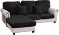 Couch Cover 3-Piece Elastic Velvet Couch Cushion Covers & Chaise Slipcovers for L-Shaped Sofas, Sofa Seat Covers Washable, Soft Cover for Couches (2 Seater + Chaise, Black)