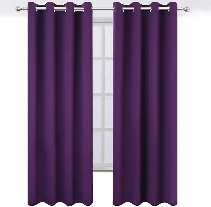 LEMOMO Blackout Curtains 52 x 120 Inch Long Purple Curtains Set of 2 Panels Room Darkening Curtains for Bedroom and Living Room