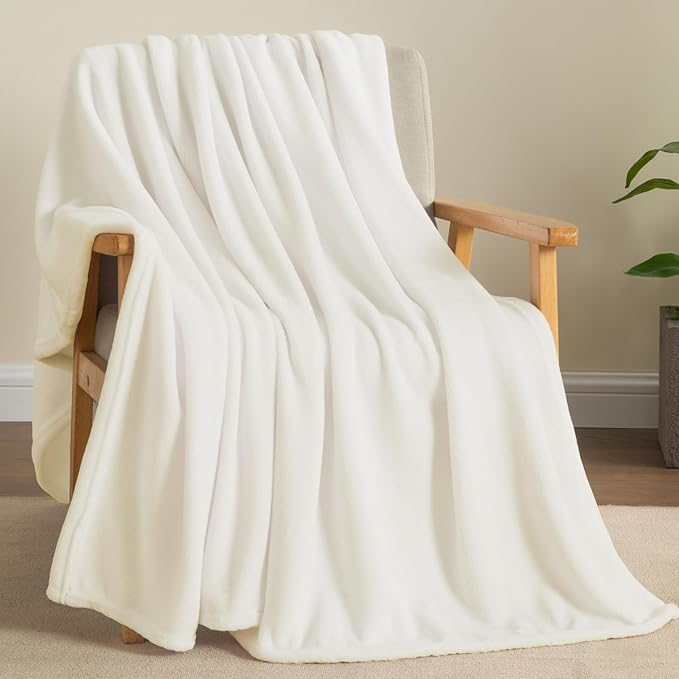 BEDELITE Fleece Blanket Cream Throw Blanket for Couch & Bed, Luxury Plush Cozy Fuzzy Blanket 50" x 70", Super Soft Warm Lightweight Fall Throw Blanket for Travel Camping