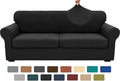 XINEAGE 2026 New 3 Pieces Couch Covers for 2 Extra Large Cushion Sofa Super Stretch Sofa Cover for 2 Large Seat Cushion Universal Loveseat Slip Cover for Living Room (Black), 71"-91"(2 Cushions)