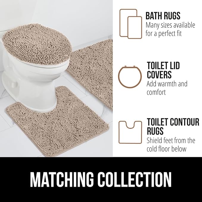 GORILLA GRIP Bath Rug Mat 48x17, Thick Absorbent Chenille, Quick Dry Microfiber - Image 8