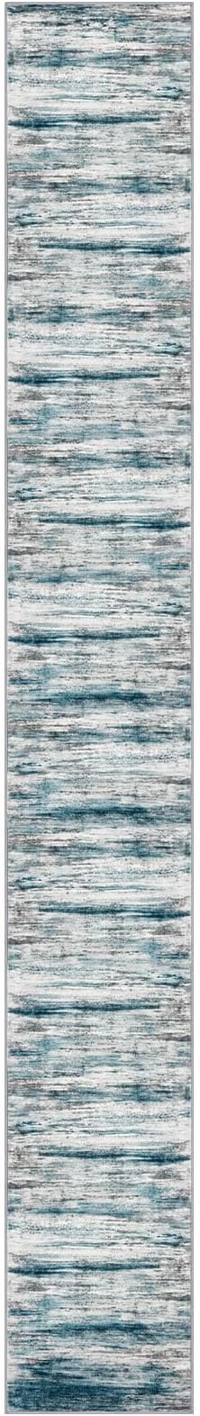 KOZYFLY Modern Abstract Hallway Runner Rug, 2.6x20 Washable Rug Runner Non-Slip Soft Striped Stair Runner Rugs, Print Blue Carpet Runner for Kitchen Entryway Bathroom Laundry Room Foyer