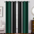 SimpleHome Ombre Room Darkening Curtains 84 inches Length for Bedroom,Grommet Gradient Light Blocking Green and Black Gradient Window Curtains for Living Room,2 Panels, 52x84 inches