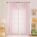 Blush Pink Sheer Curtains for Window 96 Inches Long 2 Panels, Soft Airy Light Filtering Voile Sheer Curtains for Living Room Bedroom, Dual Rod Pocket Elegant Window Drapes, 2x42Wx96L Inches