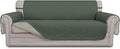 Easy-Going Reversible Couch Cover for 3 Cushion Couch Sofa Cover for Dogs Water Resistant Furniture Protector Cover with Foam Sticks Elastic Straps for Pet Cat (Sofa, Greyish Green/Beige)