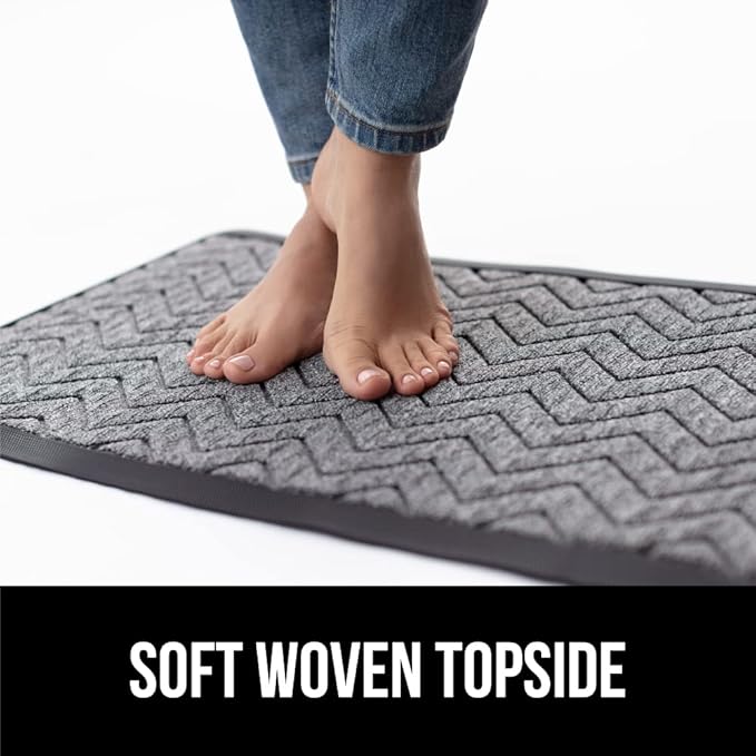 GORILLA GRIP 100% Waterproof All-Season WeatherMAX Doormat, 72x24, Durable Natural Rubber, Stain and Fade Resistant, Low Profile, Indoor Outdoor Door Mats, Easy Clean Patio Entrance Mat, Steel Chevron