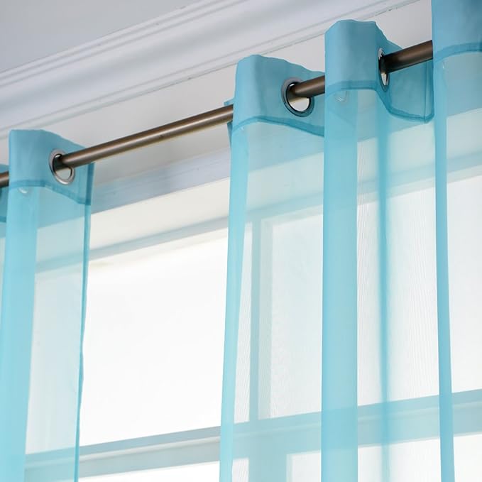 NICETOWN Sheer Curtains for Bedroom Windows 84 inch Length, Grommet Casual Voile Sheer with Light Filter Window Treatments for Nursery/Living Room, Baby Blue, Set of 2, 54" Wide